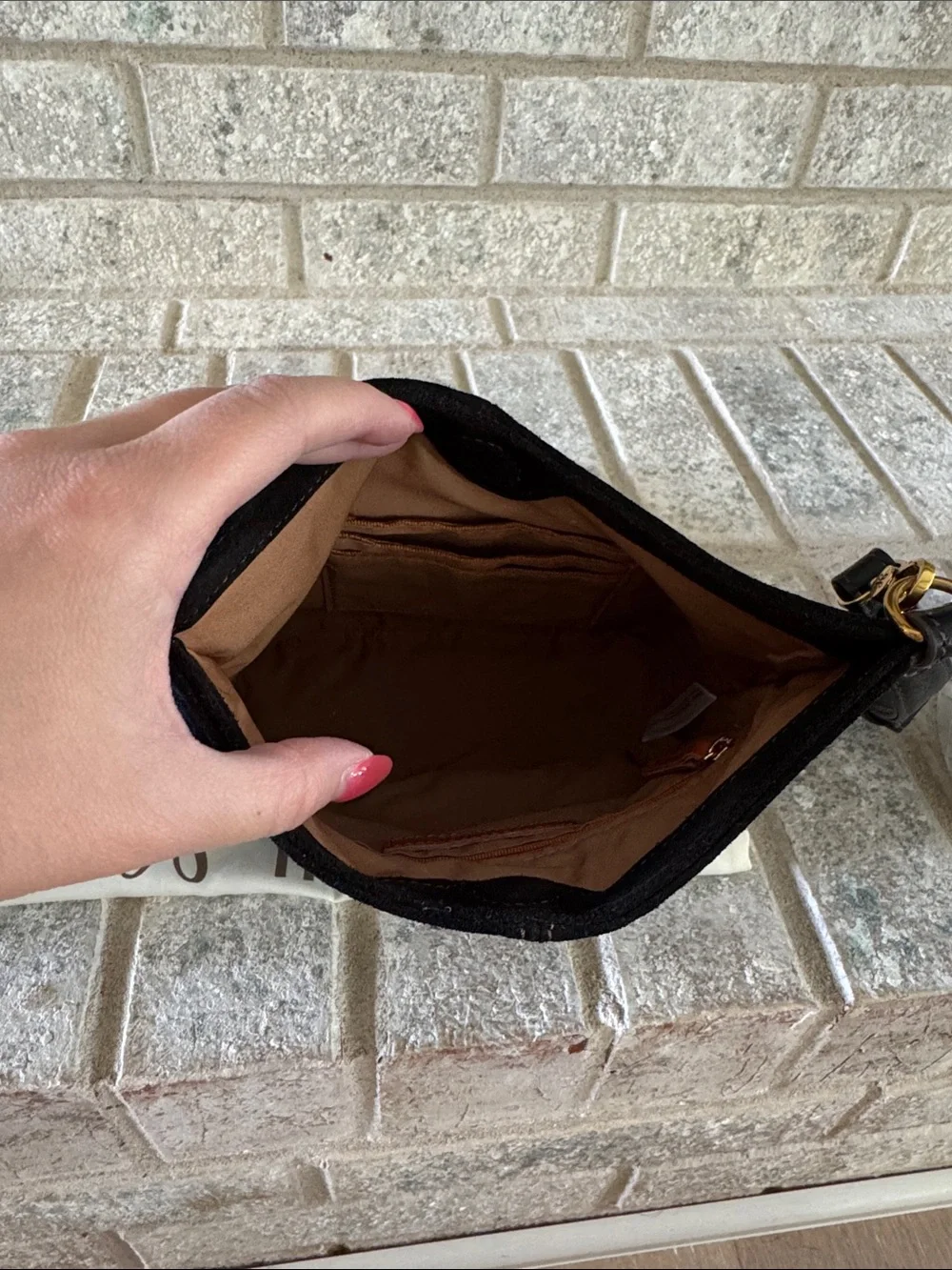 HOBO Black Suede Hobo with Gold-Tone Hardware